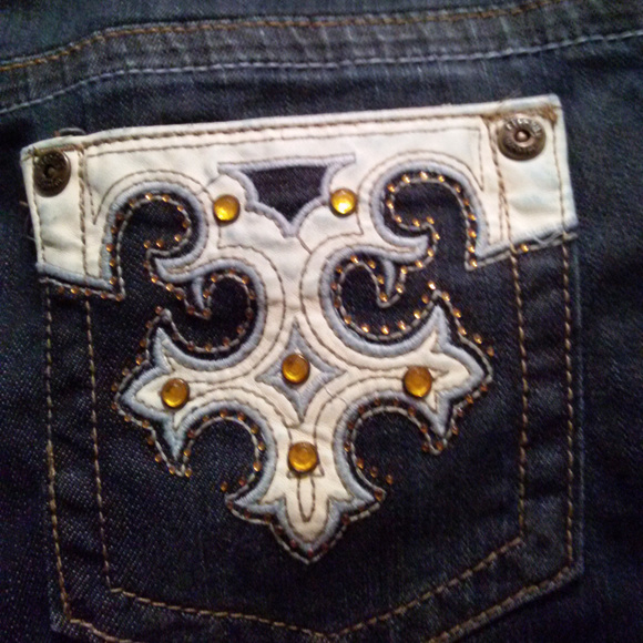 Firefly Dark Wash Boot Cut White Leather Jeans 4 - Picture 4 of 7